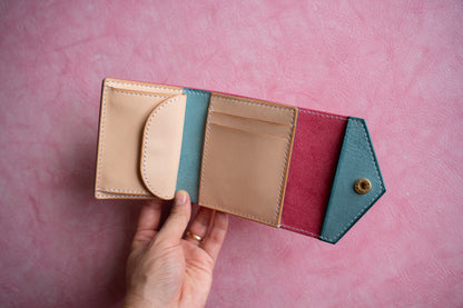 【一点物】ミニ財布 ピンクxアイスブルー