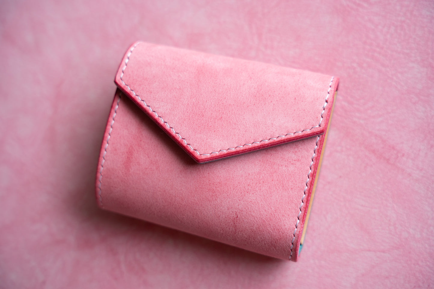 【一点物】ミニ財布 ピンクxアイスブルー