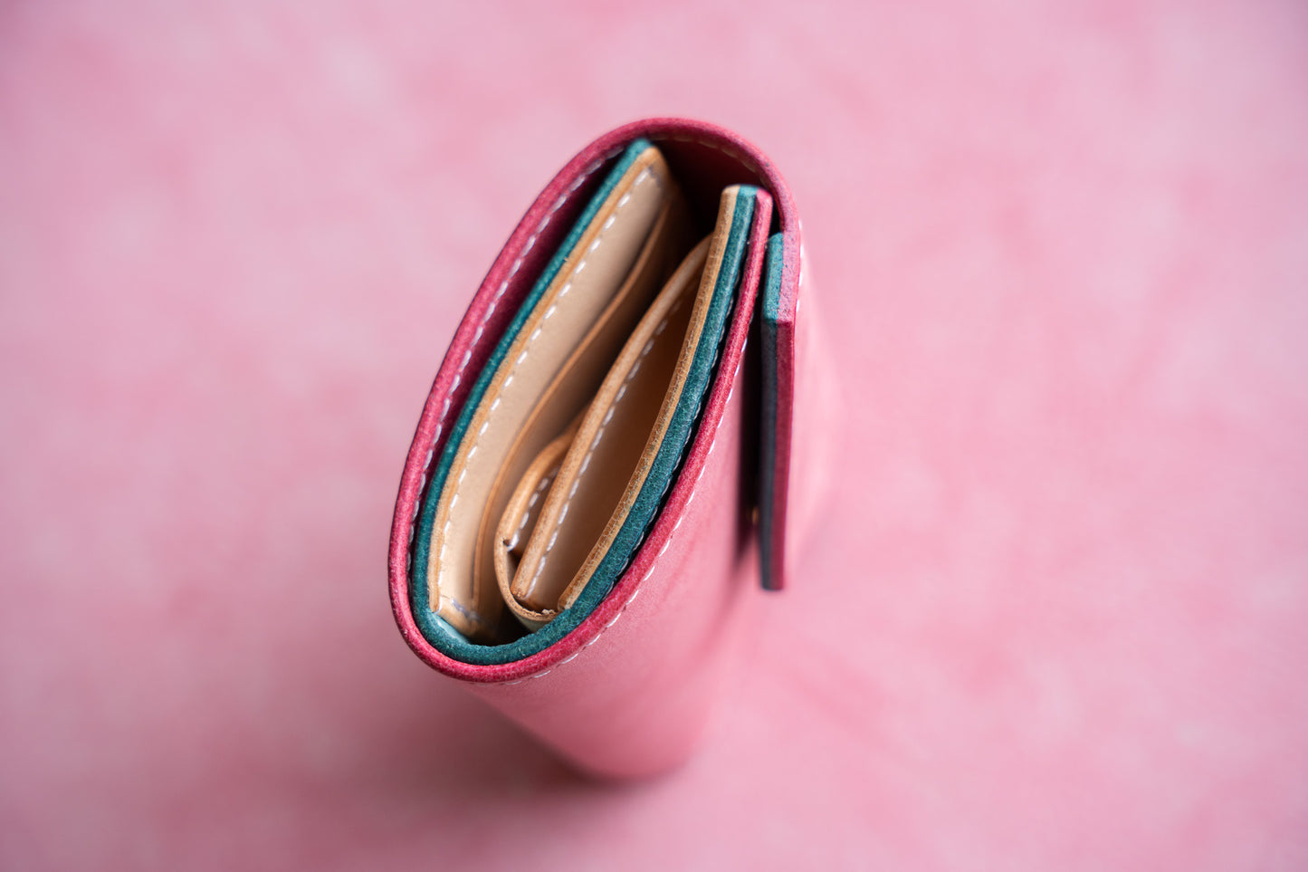 【一点物】ミニ財布 ピンクxアイスブルー