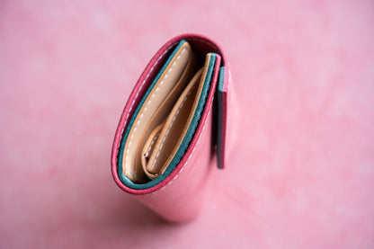 【一点物】ミニ財布 ピンクxアイスブルー