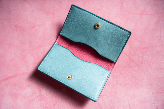 【一点物】スリムカードケース ピンクxアイスブルー