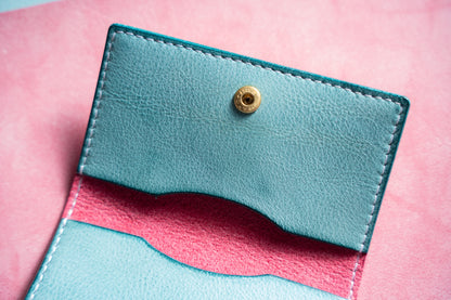 【一点物】スリムカードケース ピンクxアイスブルー