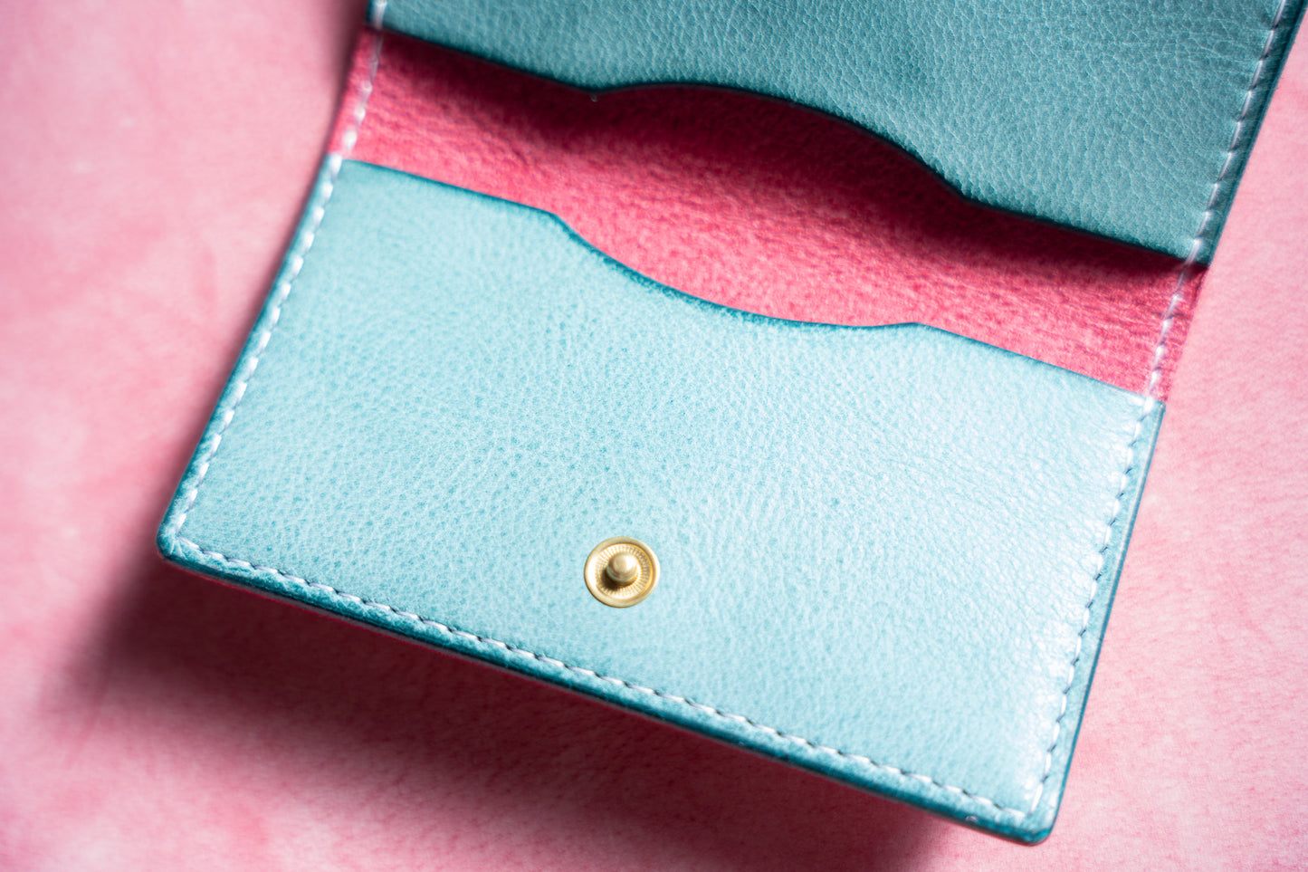 【一点物】スリムカードケース ピンクxアイスブルー