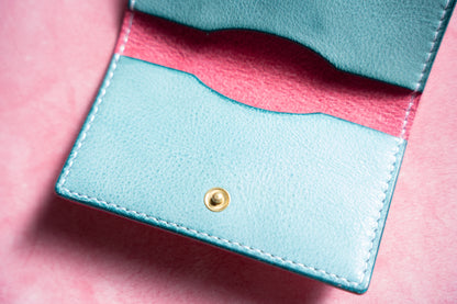 【一点物】スリムカードケース ピンクxアイスブルー