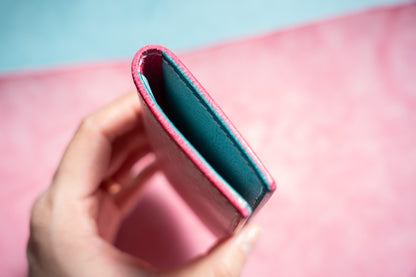【一点物】スリムカードケース ピンクxアイスブルー