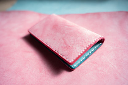 【一点物】スリムカードケース ピンクxアイスブルー