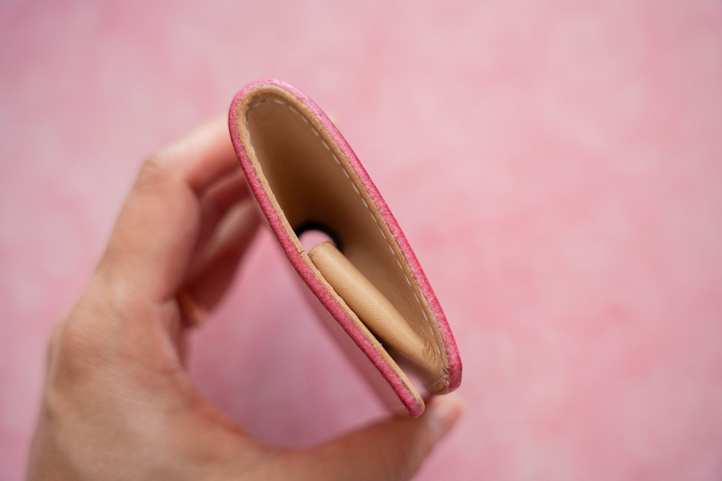 【一点物】ボックス型コインケース ピンク