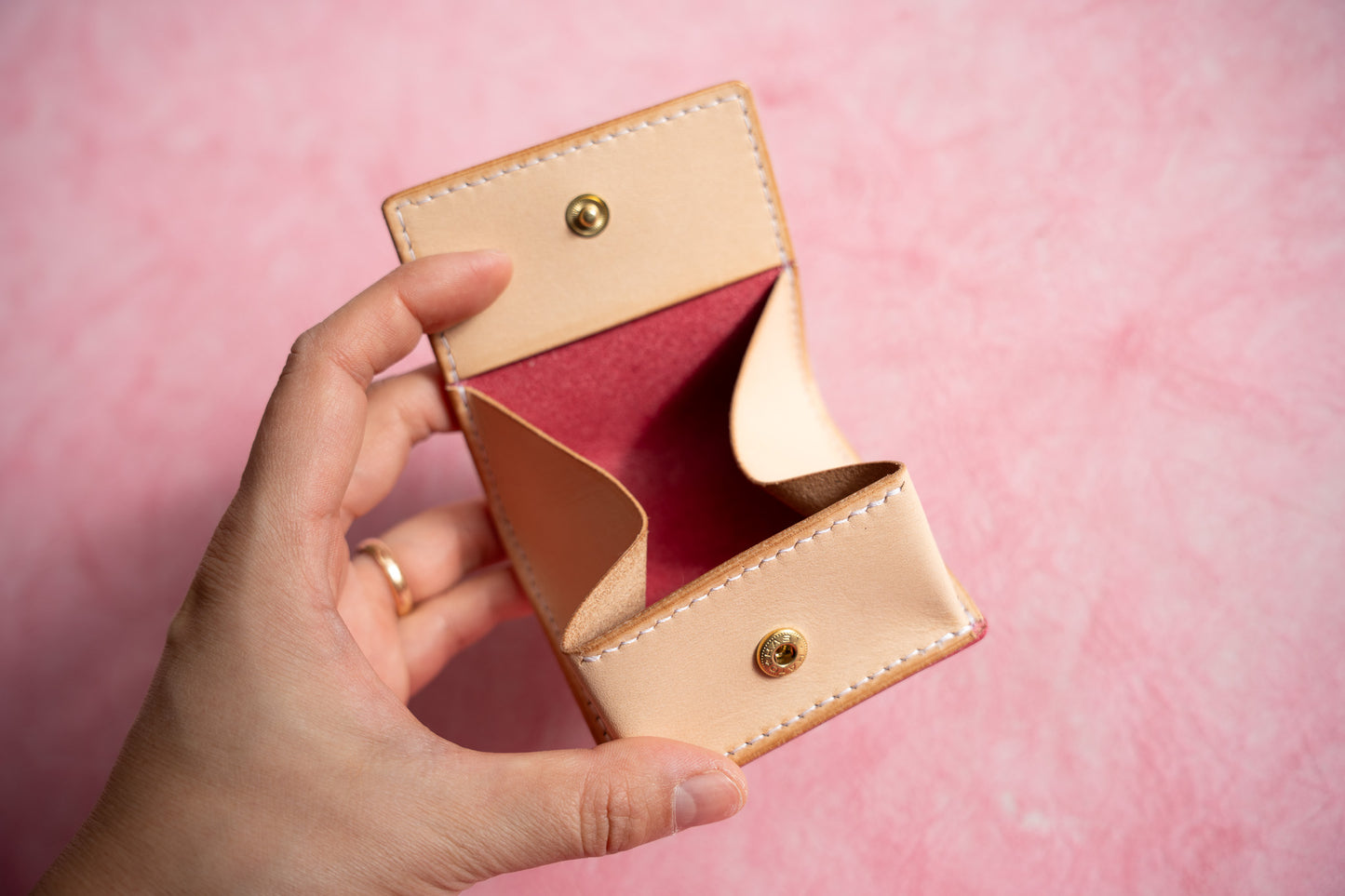 【一点物】ボックス型コインケース ピンク