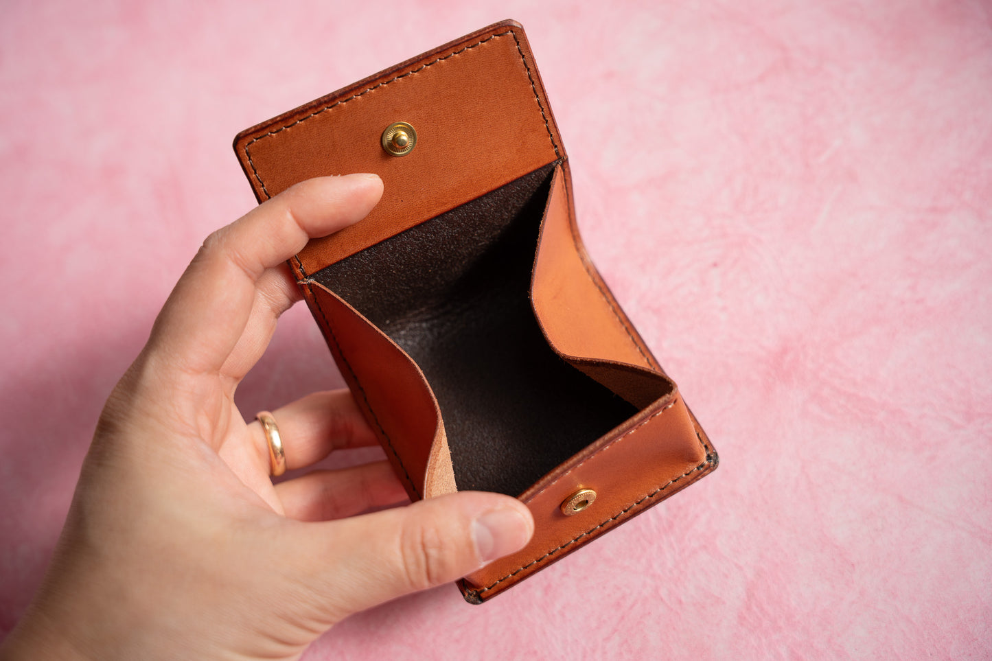 【一点物】ボックス型コインケース ブラウン