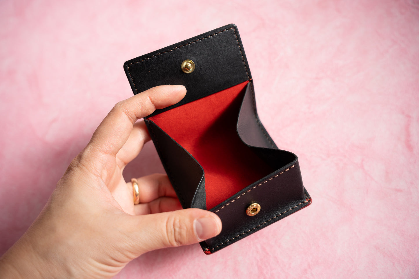 【一点物】ボックス型コインケース レッド