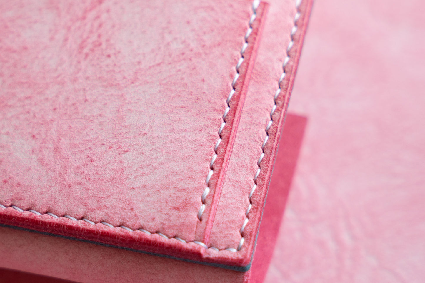 【一点物】ウォレットキーケース ピンクxアイスブルー