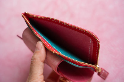 【一点物】ウォレットキーケース ピンクxアイスブルー