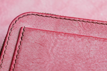 【一点物】ウォレットキーケース ピンクxブラウン