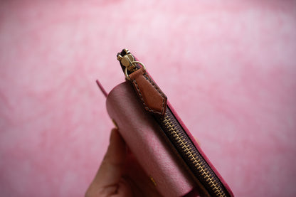 【一点物】ウォレットキーケース ピンクxブラウン