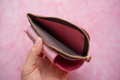 【一点物】ウォレットキーケース ピンクxブラウン