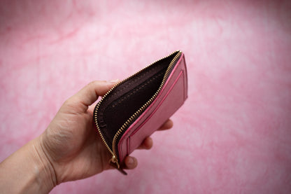 【一点物】ウォレットキーケース ピンクxブラウン