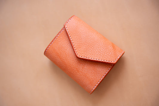 【一点物】ミニ財布 オレンジxナチュラル
