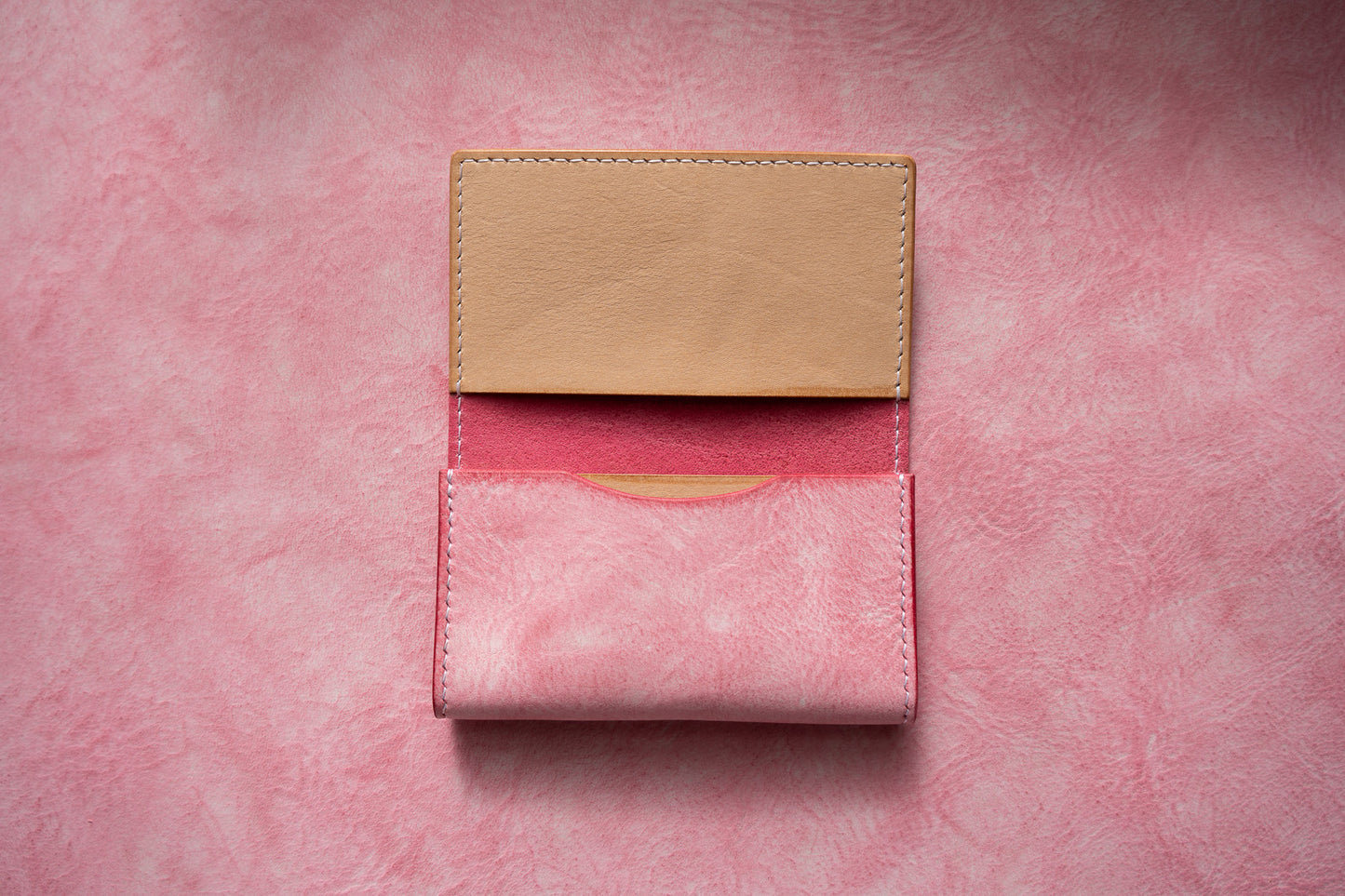 【一点物】名刺入れ  ピンクxナチュラル