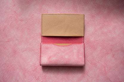 【一点物】名刺入れ  ピンクxナチュラル
