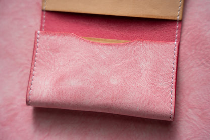 【一点物】名刺入れ  ピンクxナチュラル