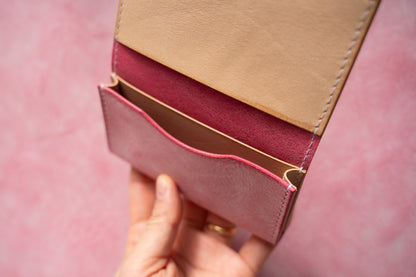 【一点物】名刺入れ  ピンクxナチュラル