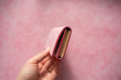 【一点物】名刺入れ  ピンクxナチュラル