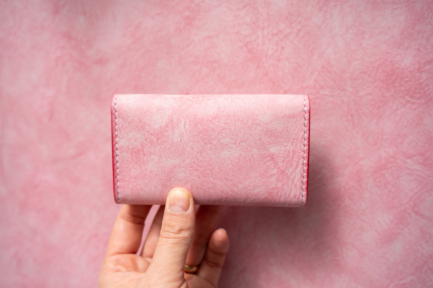 【一点物】名刺入れ  ピンクxナチュラル