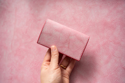 【一点物】名刺入れ  ピンクxナチュラル