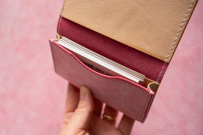 【一点物】名刺入れ  ピンクxナチュラル