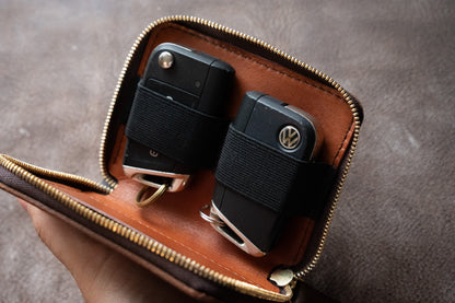 【一点物】スマートキーが２つ入るケース ブラウン