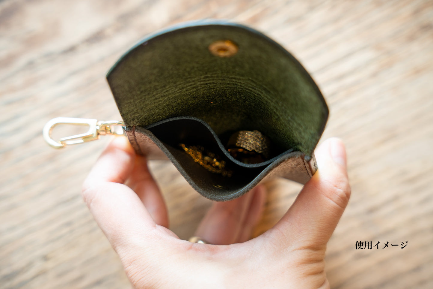 【一点物】ストラップ付きナディア  ビリジアンxピンク