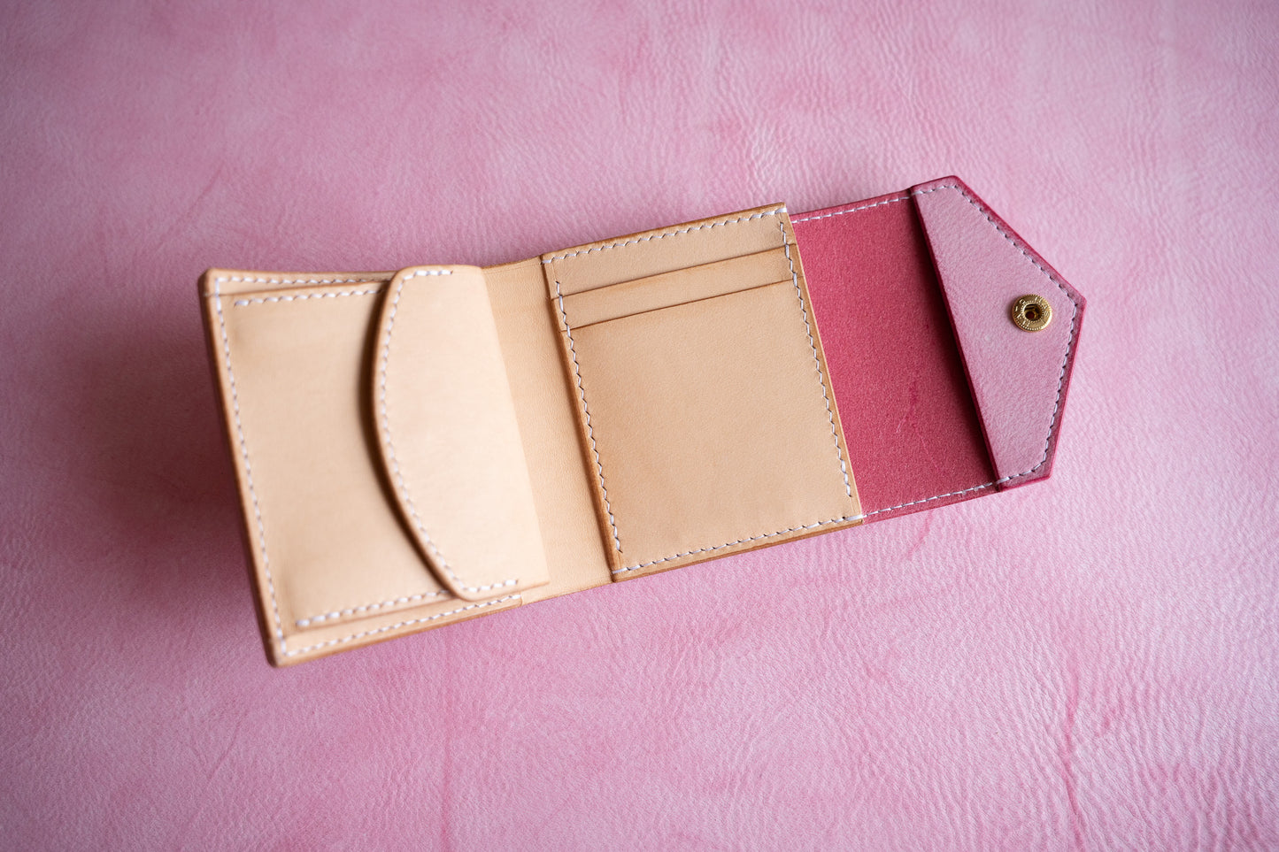 【一点物】ノーブル ピンクxナチュラル カードポケット増量