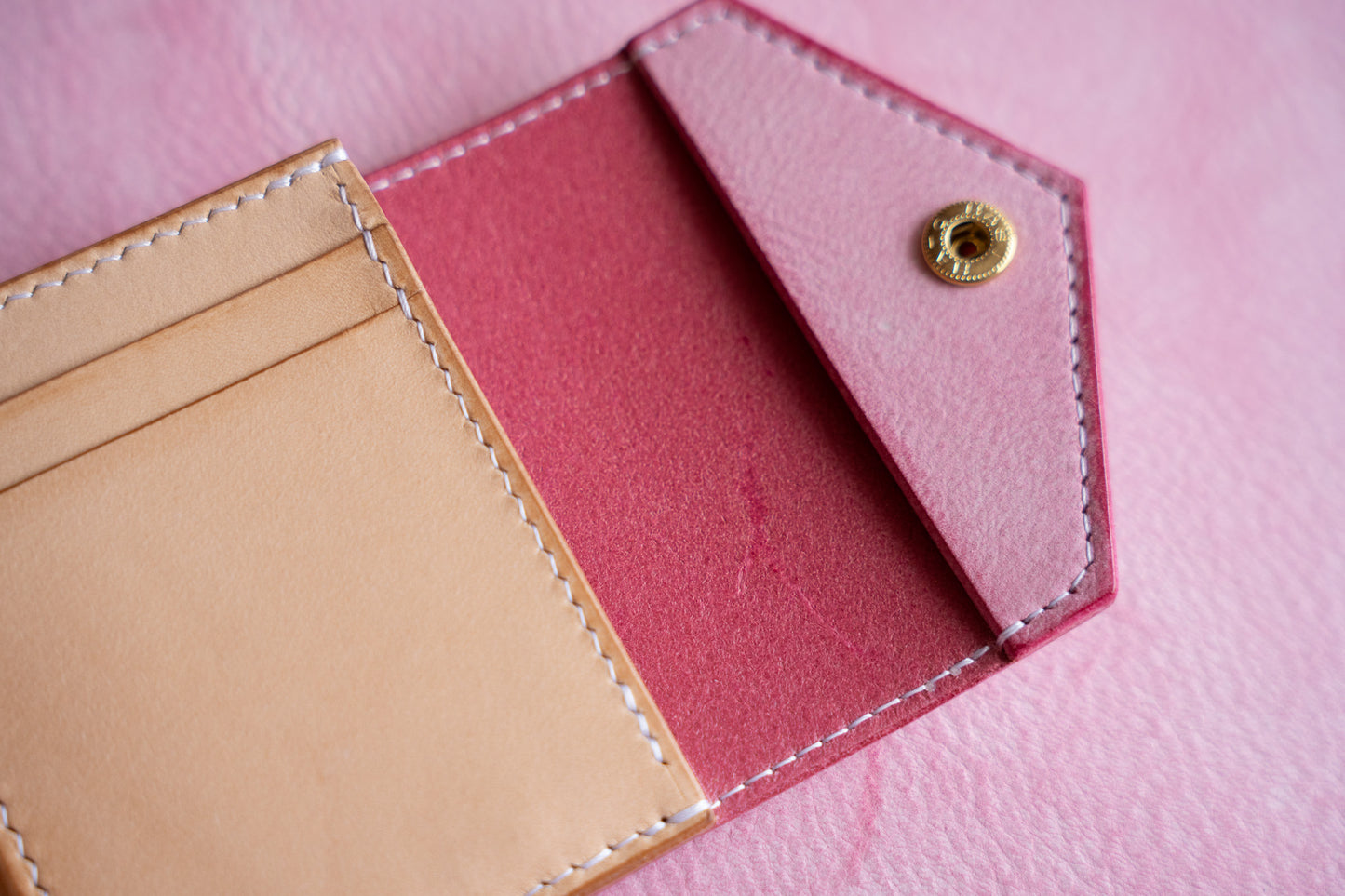 【一点物】ノーブル ピンクxナチュラル カードポケット増量