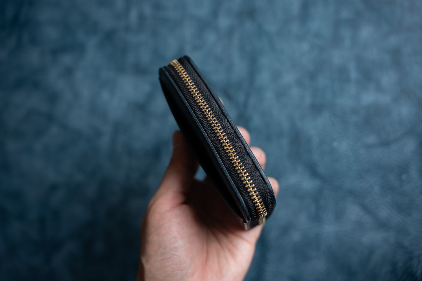 【一点物】ラウンドミニ財布 ネイビー