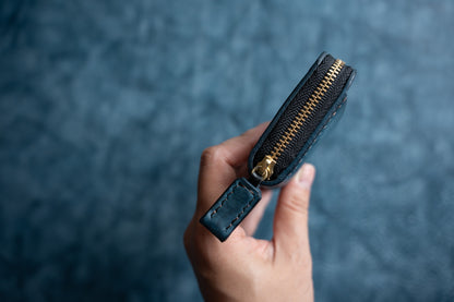 【一点物】ラウンドミニ財布 ネイビー