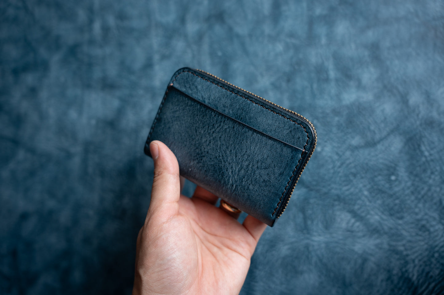 【一点物】ラウンドミニ財布 ネイビー