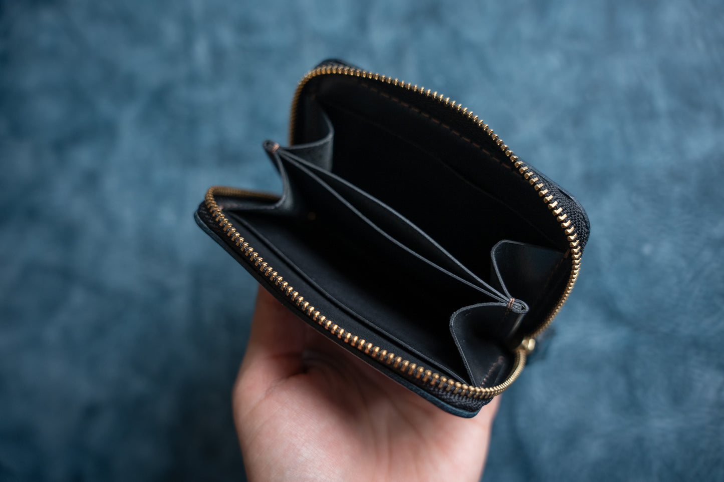 【一点物】ラウンドミニ財布 ネイビー