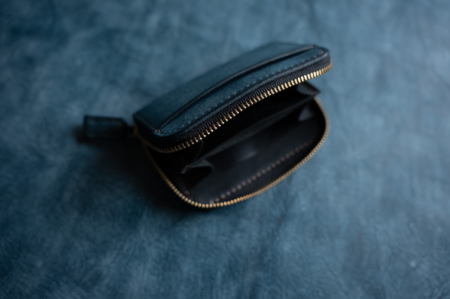 【一点物】ラウンドミニ財布 ネイビー