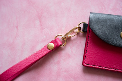 【一点物】ストラップ付きナディア  ブラックxピンク