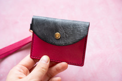 【一点物】ストラップ付きナディア  ブラックxピンク